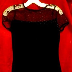 Short sleeve black top with see through design